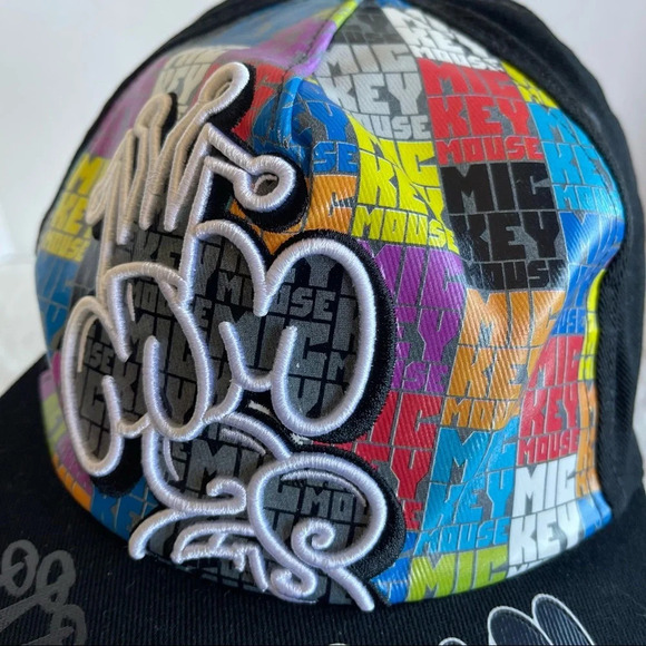 Disney Parks Mickey Mouse Graffiti Street Wear Hip Hop Cotton Elastic Hat Adult - Picture 9 of 13